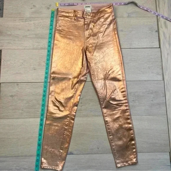 L'AGENCE Margot High Rise Skinny in Petal & Light Rose Gold Foil Sz 25 - Picture 10 of 12